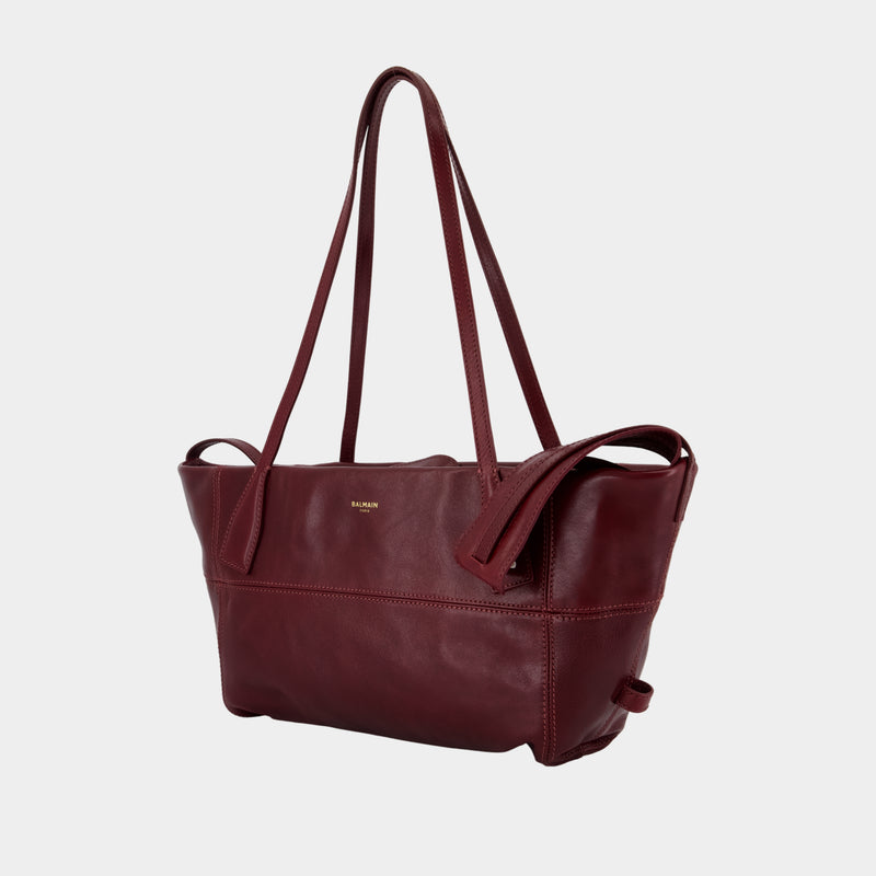 Sac Porté Épaule Track Zip Small - Balmain - Cuir - Violet