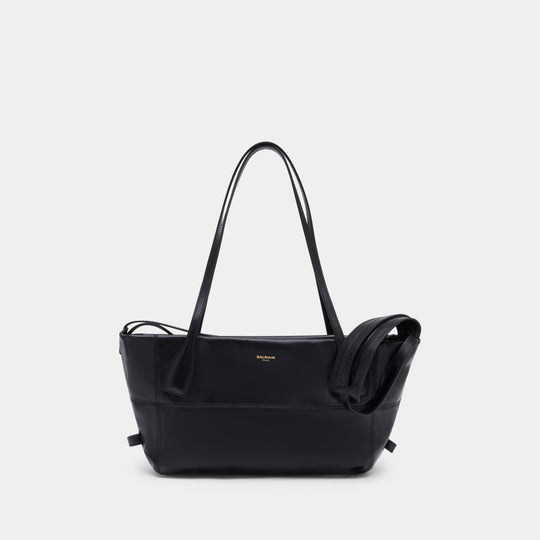 Sac Porté Épaule Track Zip Small - Balmain - Cuir - Noir