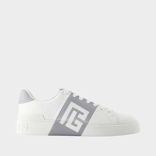 Sneakers B-Court - Balmain - Cuir - Blanc/Gris