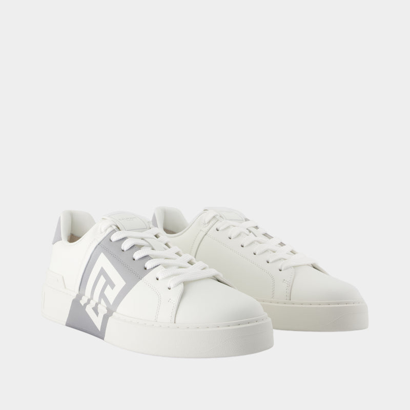 Sneakers B-Court - Balmain - Cuir - Blanc/Gris