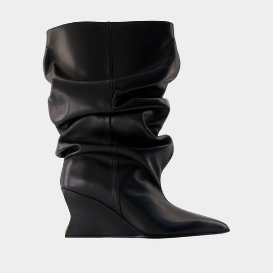 Bottines Wedge - Balmain - Cuir - Noir