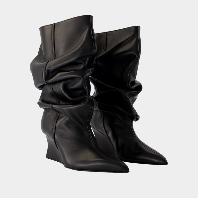Bottines Wedge - Balmain - Cuir - Noir