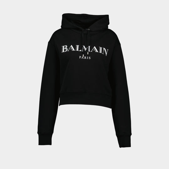 Hoodie Vintage Print - Balmain - Coton - Noir