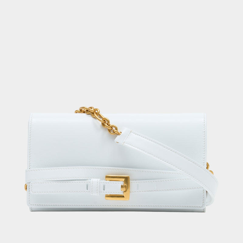 Wallet On Chain Shuffle - Balmain - Cuir - Blanc