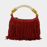 Sac À Main Ebene Mini Fringes - Balmain - Cuir - Rouge