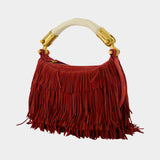 Sac À Main Ebene Mini Fringes - Balmain - Cuir - Rouge