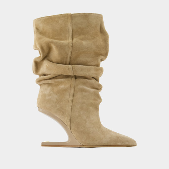 Bottes No Wedge - Balmain - Cuir - Beige