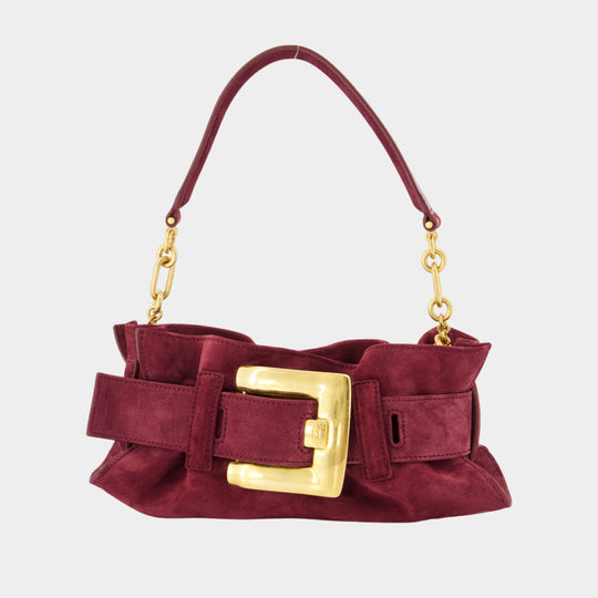Sac Porté Épaule Anthem Mini - Balmain - Cuir - Bordeaux