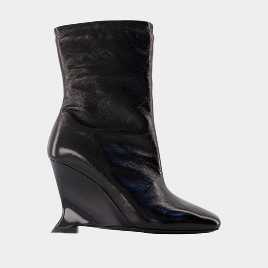 Bottines Wedge - Balmain - Cuir - Noir