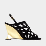 Sandales Cage Wedge - Balmain - Cuir - Noir