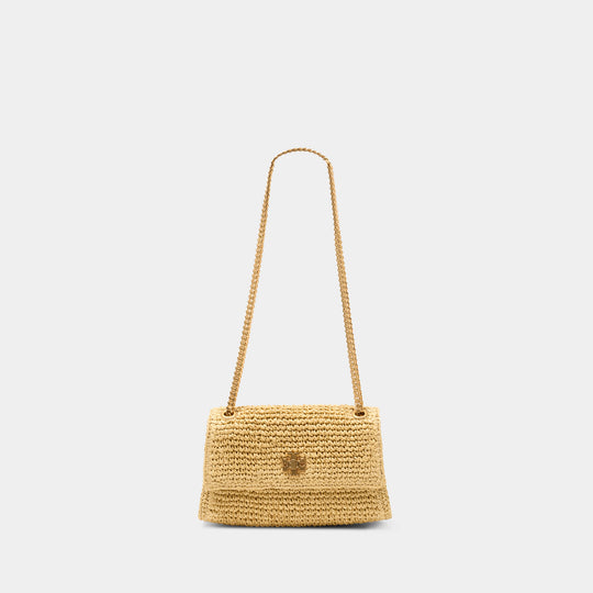 Sac À Main Kira Turnlock Straw Mini - Tory Burch - Raphia - Beige