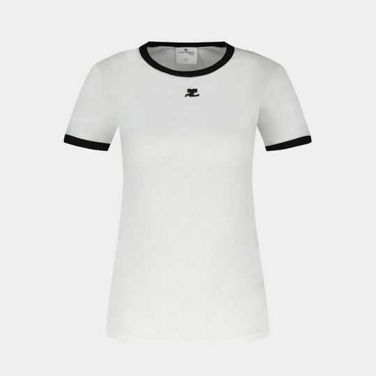T-Shirt Signature Contrast - Courreges - Coton - Blanc