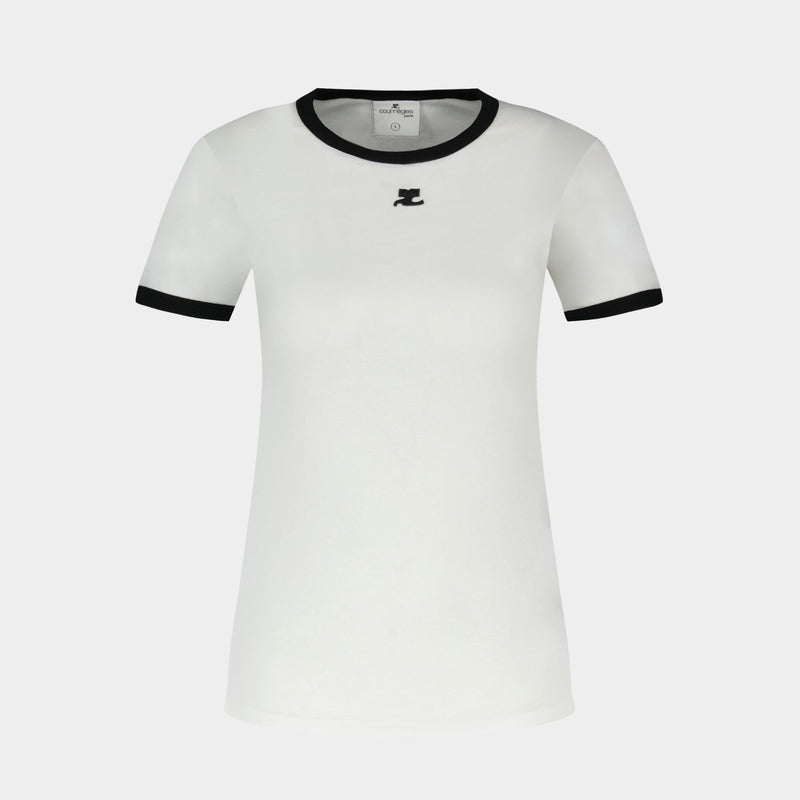 T-Shirt Signature Contrast - Courreges - Coton - Blanc