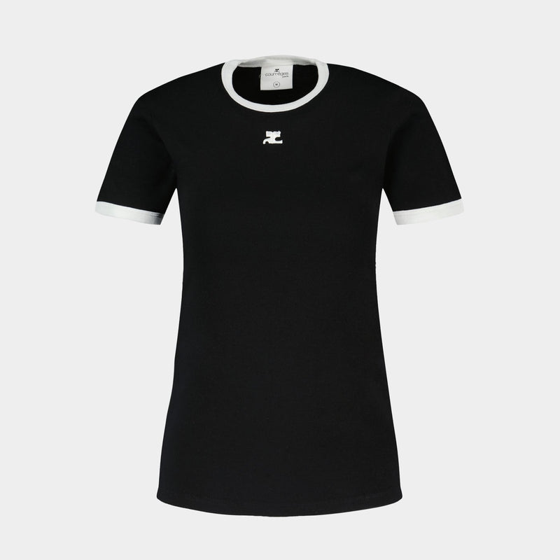 T-Shirt Signature Contrast - Courreges - Coton - Noir