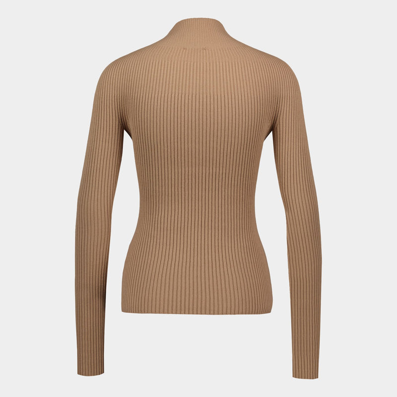 Pull Mockneck Light Rib - Courreges - Coton - Marron