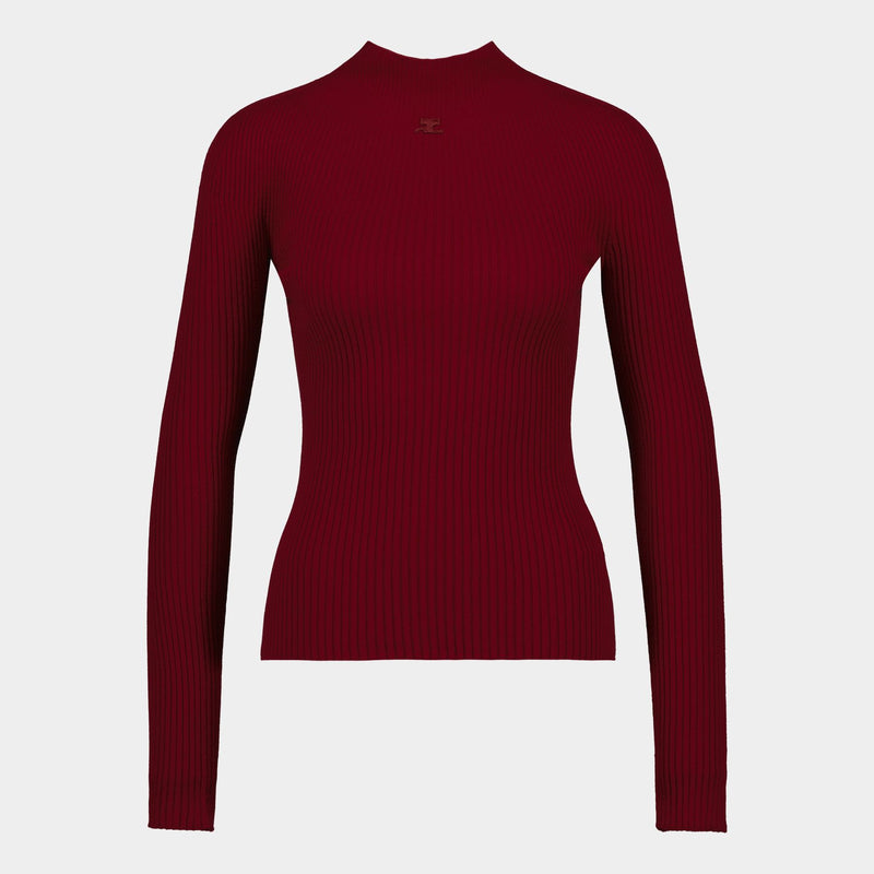 Pull Mockneck Light Rib - Courreges - Coton - Rouge