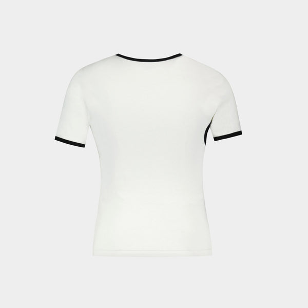 T-Shirt Slash Contrast - Courreges - Coton - Blanc