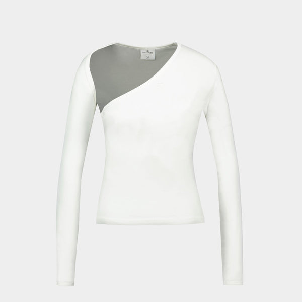 T-Shirt Slash Contrast - Courreges - Coton - Blanc