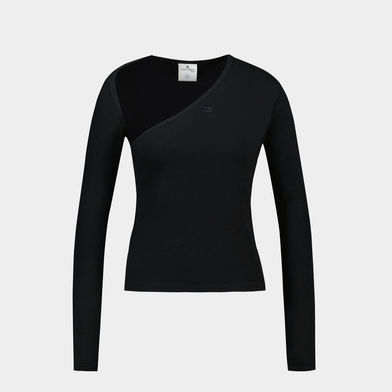 T-Shirt Slash Contrast  - Courreges - Coton - Noir