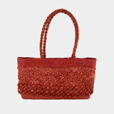Sac À Main Square - Rouje - Raphia - Rouge
