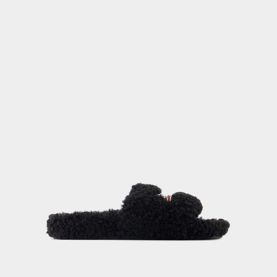 Sandales Slide - Balenciaga - Fausse Fourrure - Noir