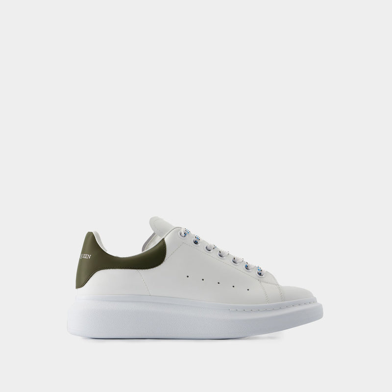 Sneakers Oversized - Alexander McQueen - Cuir - Blanc/Kaki