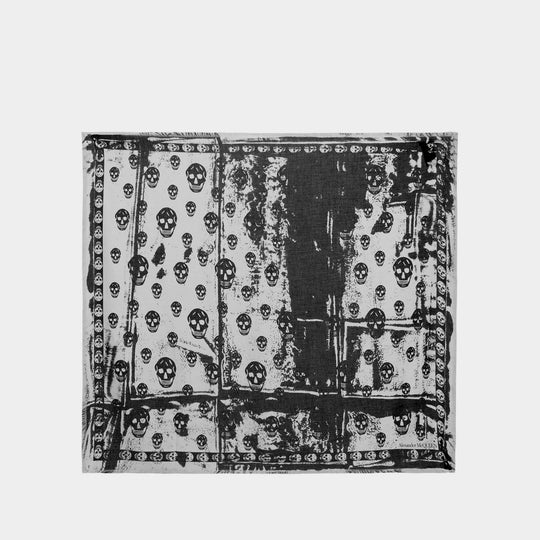 Écharpe Folded Classic - Alexander McQueen - Toile - Ivoire/Noir