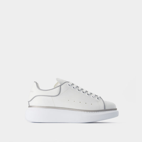 Sneakers Oversized - Alexander McQueen - Cuir - Blanc/Argenté