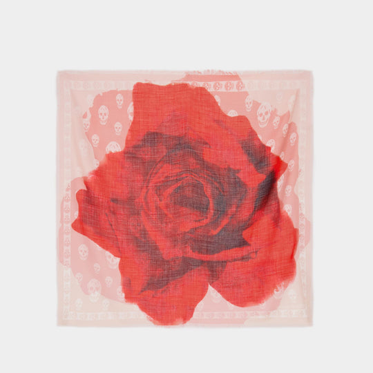 Écharpe Skull - Alexander McQueen - Soie - Rouge