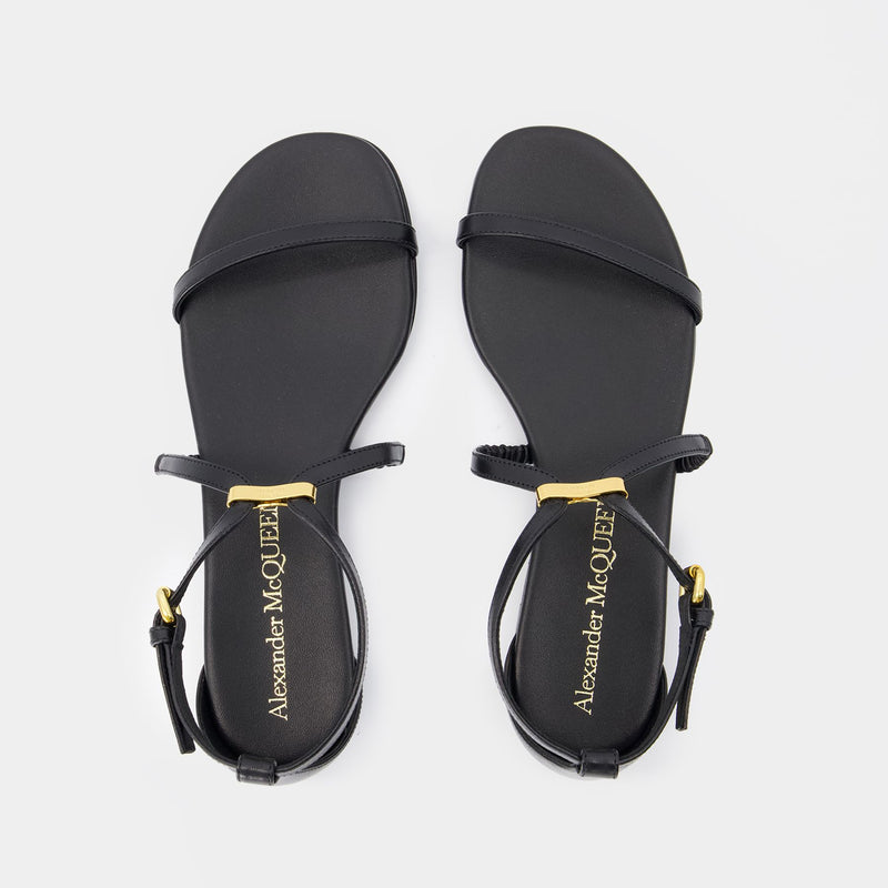 Sandales Harness - Alexander McQueen - Cuir - Noir/Doré