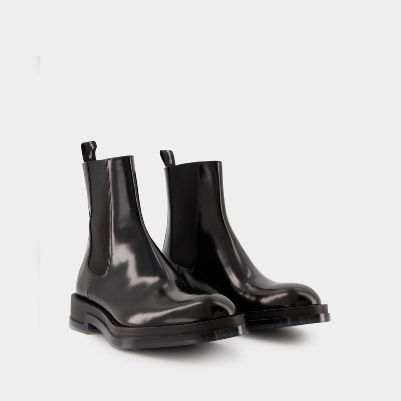 Bottines Float Chelsea Alexander McQueen Cuir Noir