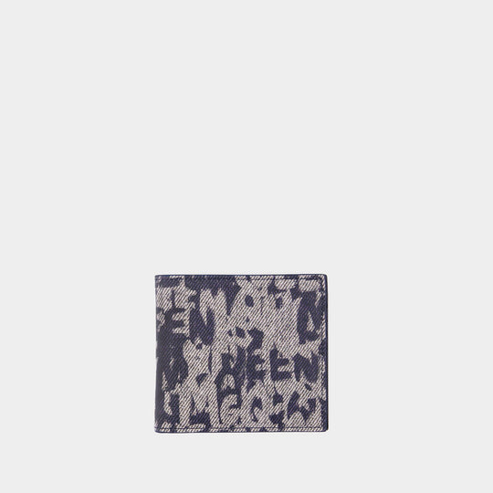 Porte-Carte Billfold 8cc - Alexander McQueen - Cuir - Bleu/Ivoire