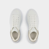 Sneakers Oversized - Alexander McQueen - Cuir - Blanc/Argenté