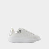 Sneakers Oversized - Alexander McQueen - Cuir - Blanc/Argenté