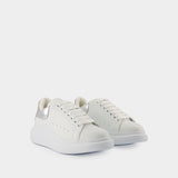 Sneakers Oversized - Alexander McQueen - Cuir - Blanc/Argenté