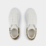 Sneakers Oversized - Alexander McQueen - Cuir - Blanc/Léopard