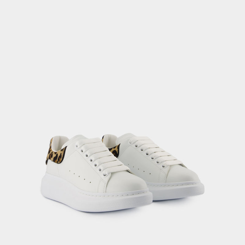 Sneakers Oversized - Alexander McQueen - Cuir - Blanc/Léopard