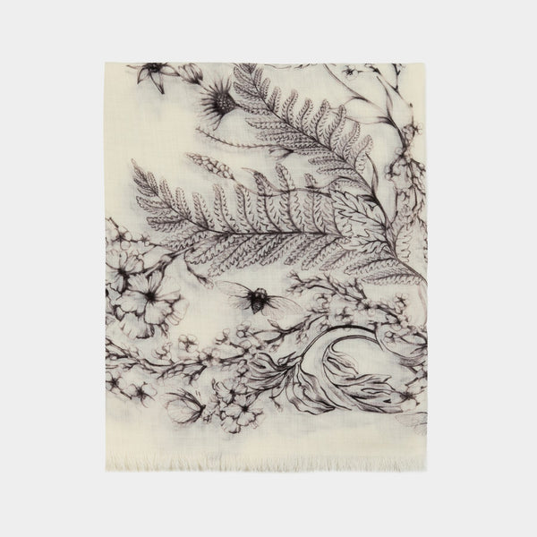 Écharpe Fern Skull - Alexander McQueen - Laine - Ivoire/Noir