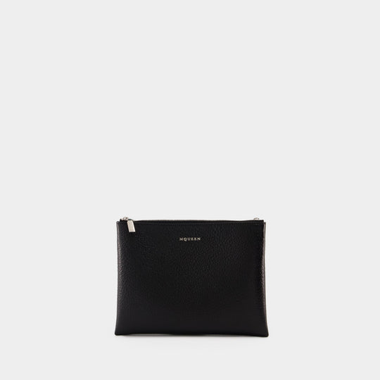 Pochette Cross Bar - Alexander McQueen - Cuir - Noir/Argenté
