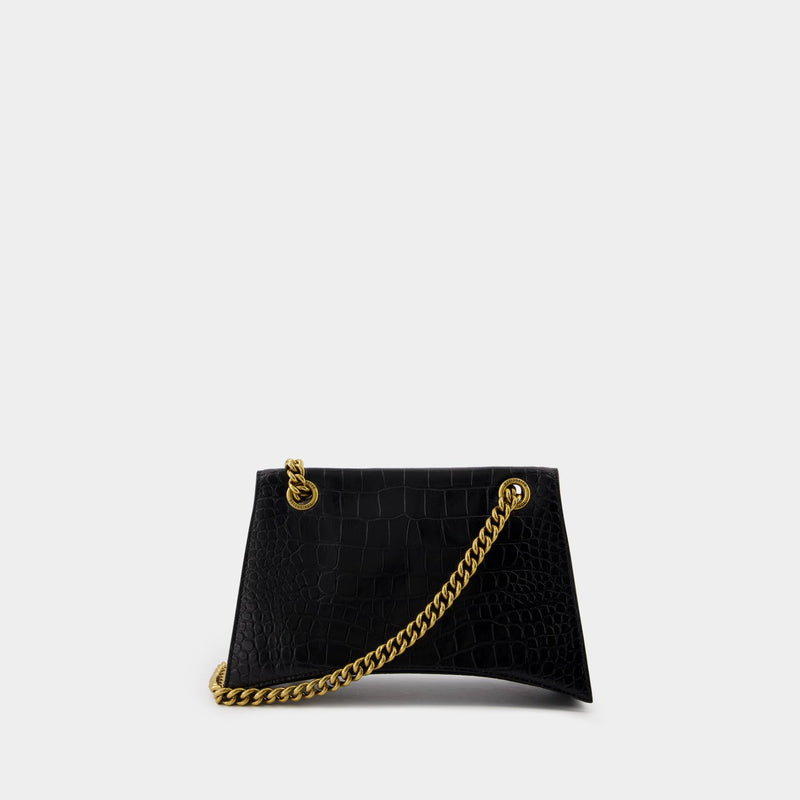 Sac Porté Épaule Crush Chain S - Balenciaga - Cuir - Noir