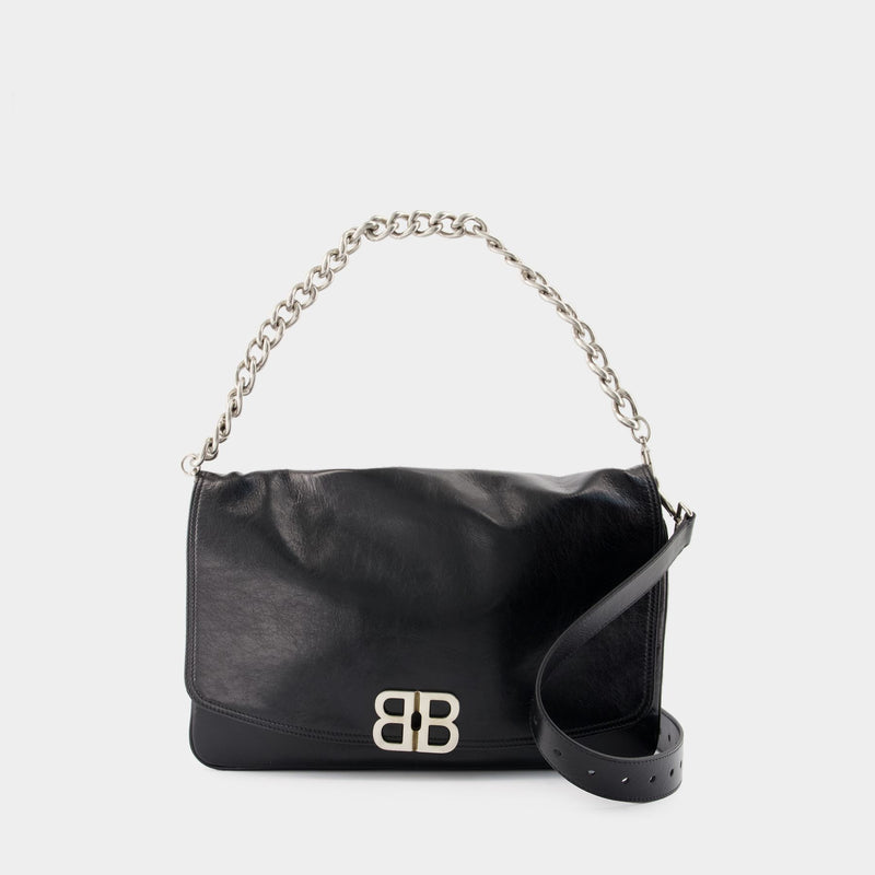 Sac Porté Épaule Bb Soft Flap L - Balenciaga - Cuir - Noir