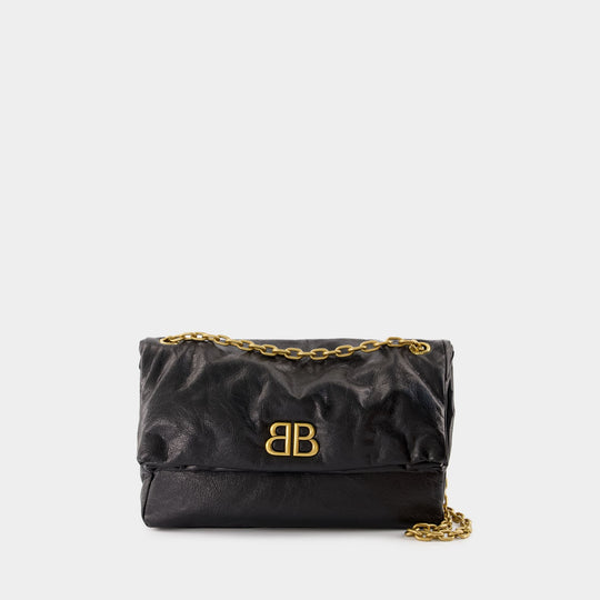 Sac Porté Épaule Monaco Chain M - Balenciaga - Cuir - Noir