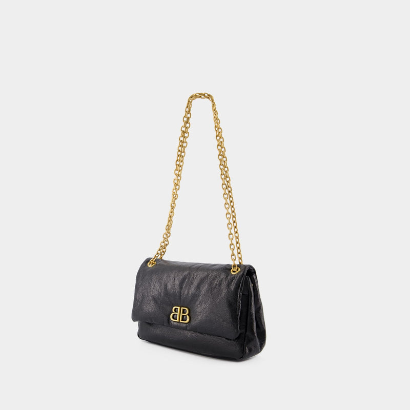 Sac À Bandoulière Monaco Mini - Balenciaga - Cuir - Noir