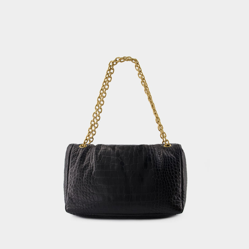 Sac À Bandoulière Monaco Chain M - Balenciaga - Cuir - Noir