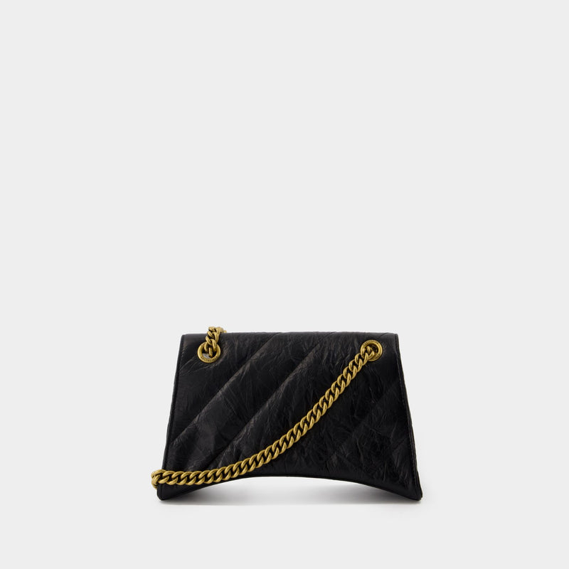 Sac Porté Épaule Crush Chain S - Balenciaga - Cuir - Noir