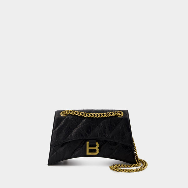 Sac Porté Épaule Crush Chain S - Balenciaga - Cuir - Noir