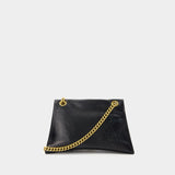 Sac Porté Épaule Crush Chain M - Balenciaga - Cuir - Noir