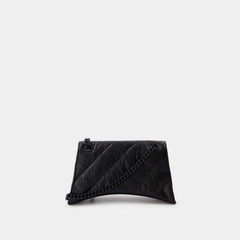 Sac Porté Épaule Crush Chain S - Balenciaga - Cuir - Noir