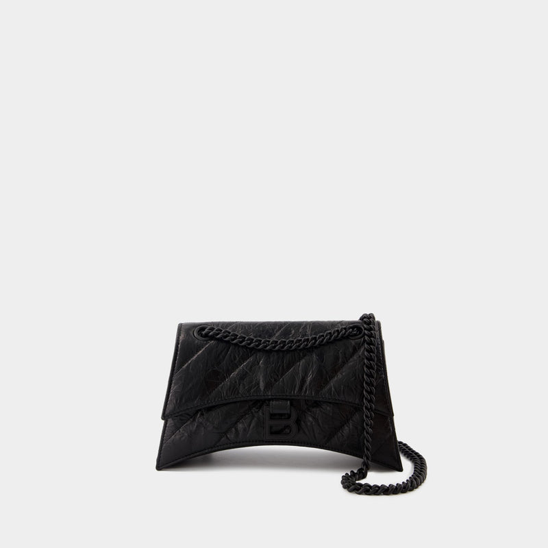 Sac Porté Épaule Crush Chain S - Balenciaga - Cuir - Noir