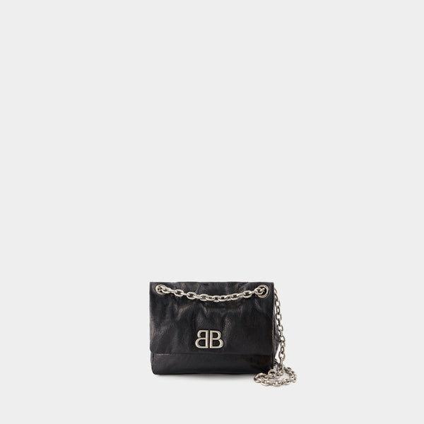 Sac Porté Épaule Monaco Mini - Balenciaga - Cuir - Noir